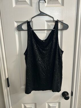 Talbots Womens Sleeveless Sequin Tank Top Shell Black size Medium